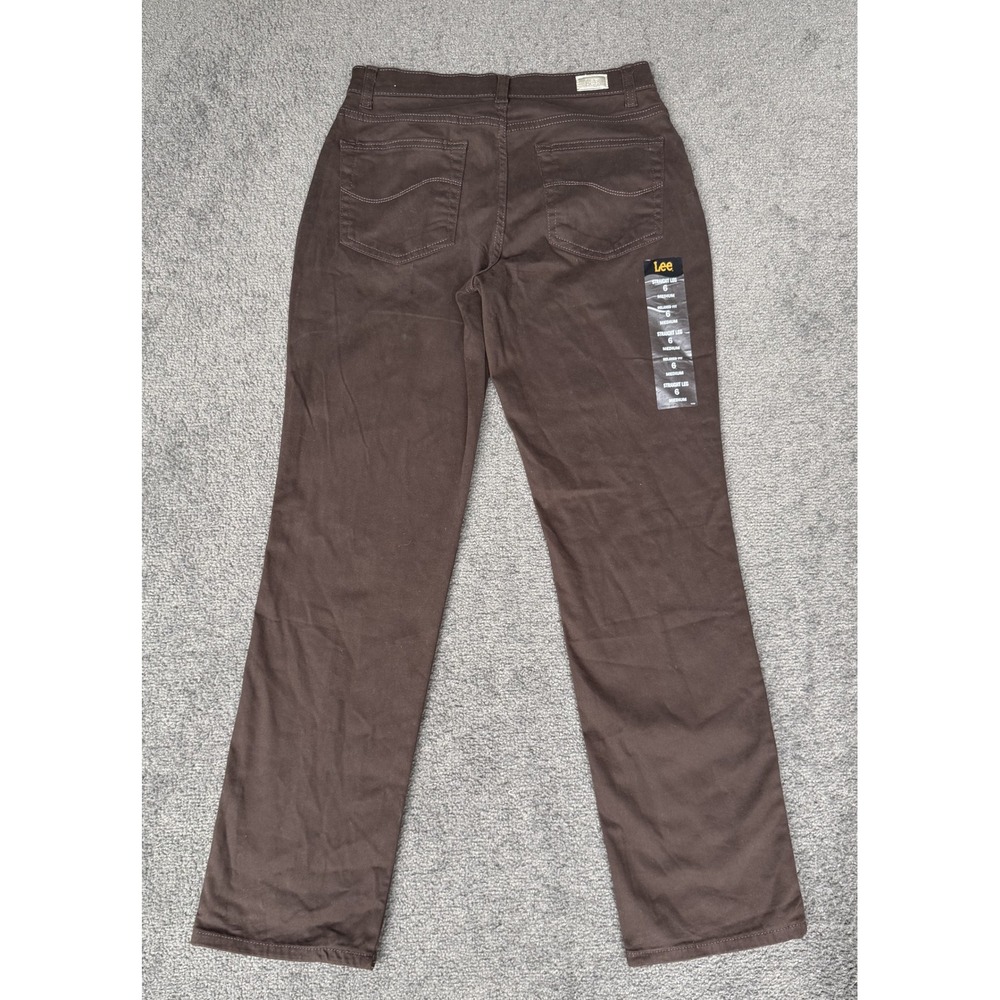 Lee Womens Relaxed Fit Straight Leg Mid Rise Brown Pants Size 6M 30530B2
